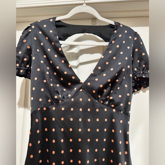 Isalis Satin Polka Dot Open Back Midi Dress - Picture 7 of 8